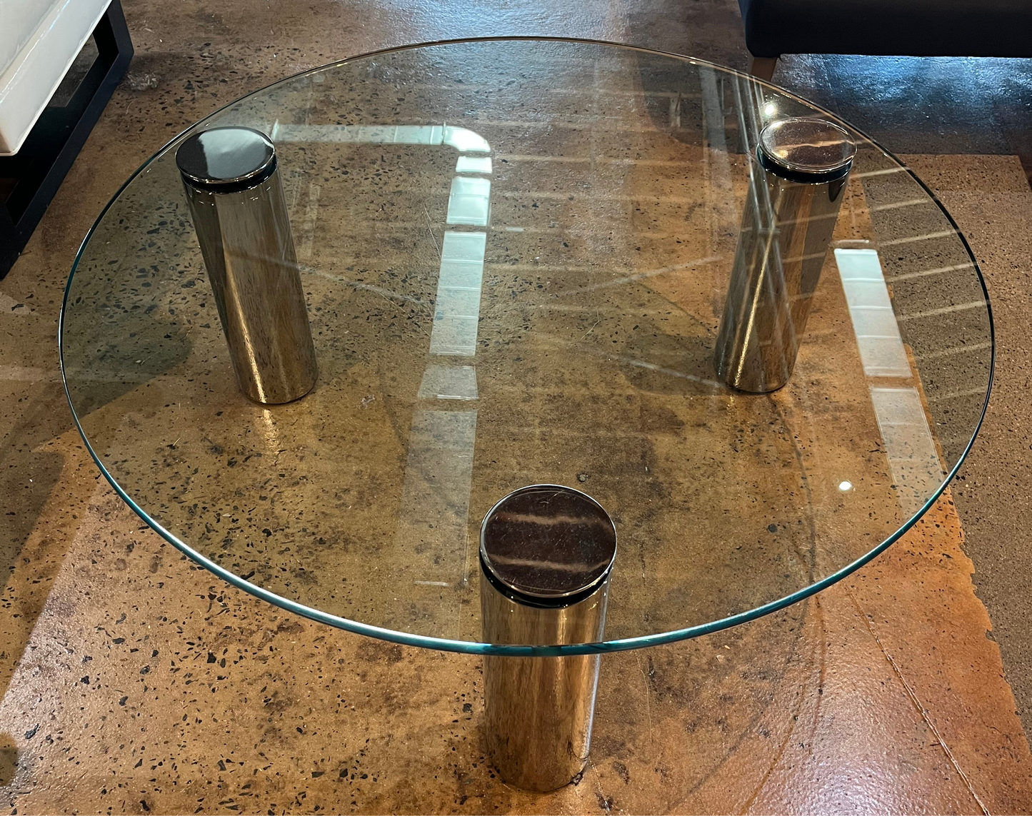PACE COLLECTION NICKEL & GLASS COFFEE TABLE