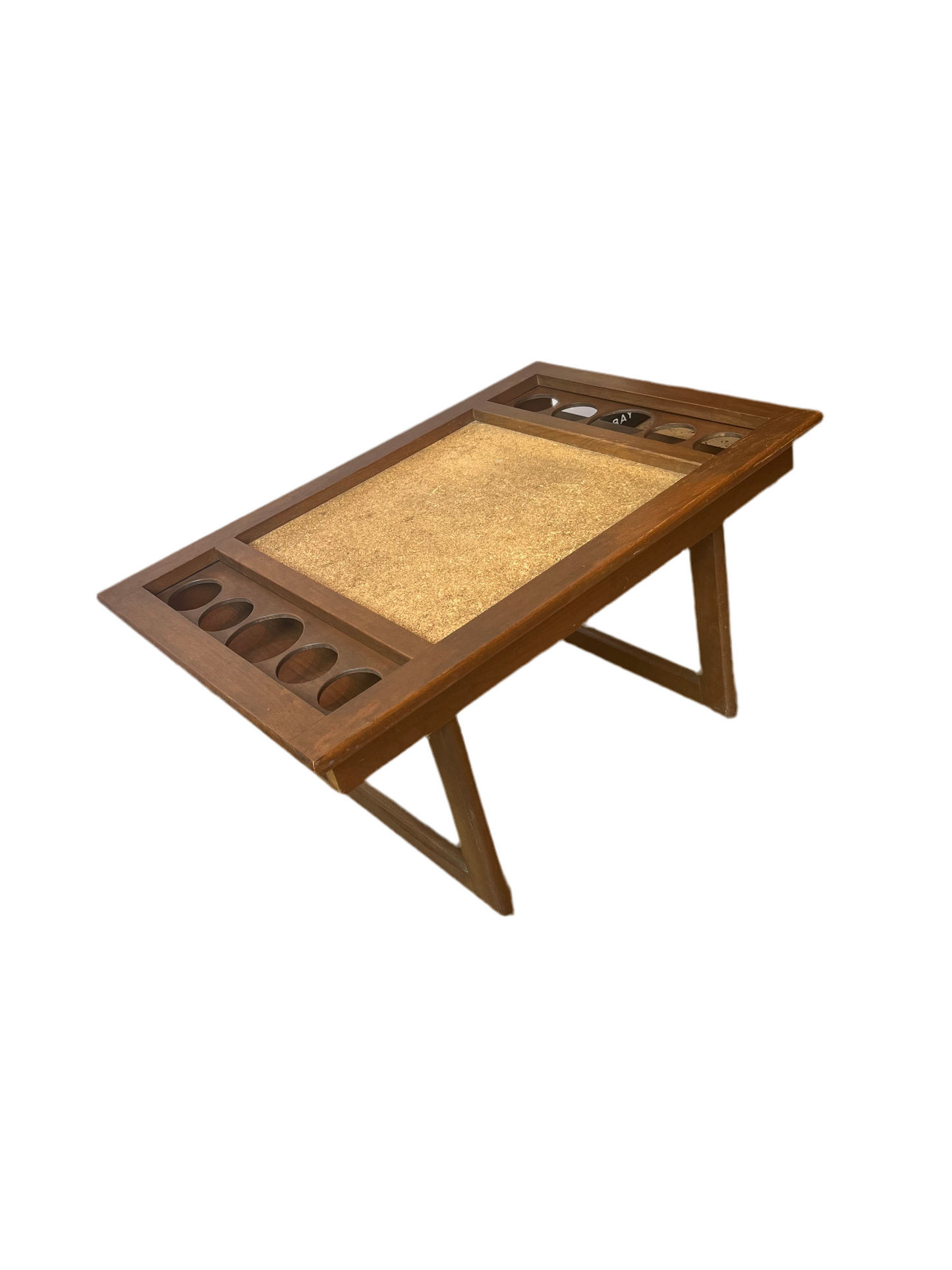 DANISH GAME TABLE W/DRINK HOLDERS