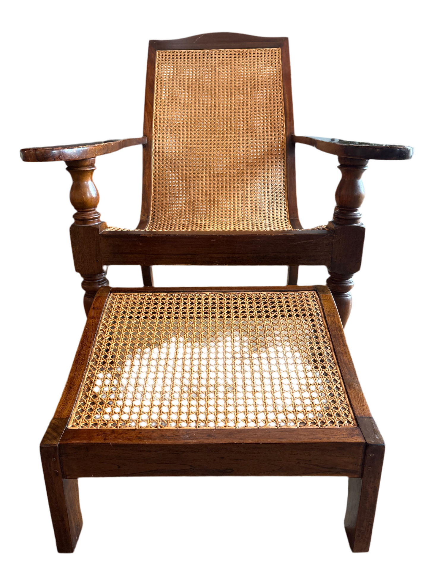 BRITISH COLONIAL CANE LOUNGE CHAIR