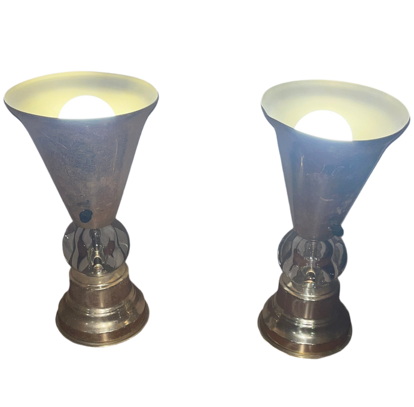 PR MCM ALUMINUM & LUCITE TORCHIERES
