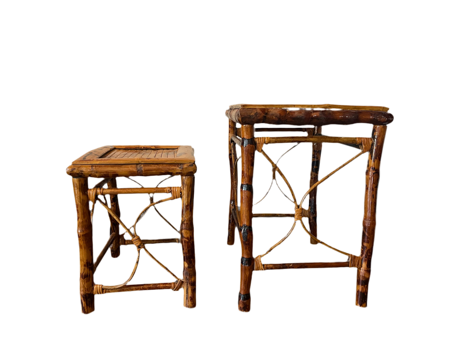 SET OF 2 BAMBOO CHAIRS AND 2 TABLES
