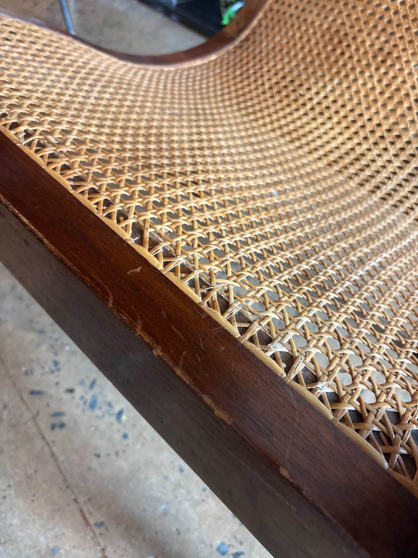 BRITISH COLONIAL CANE LOUNGE CHAIR