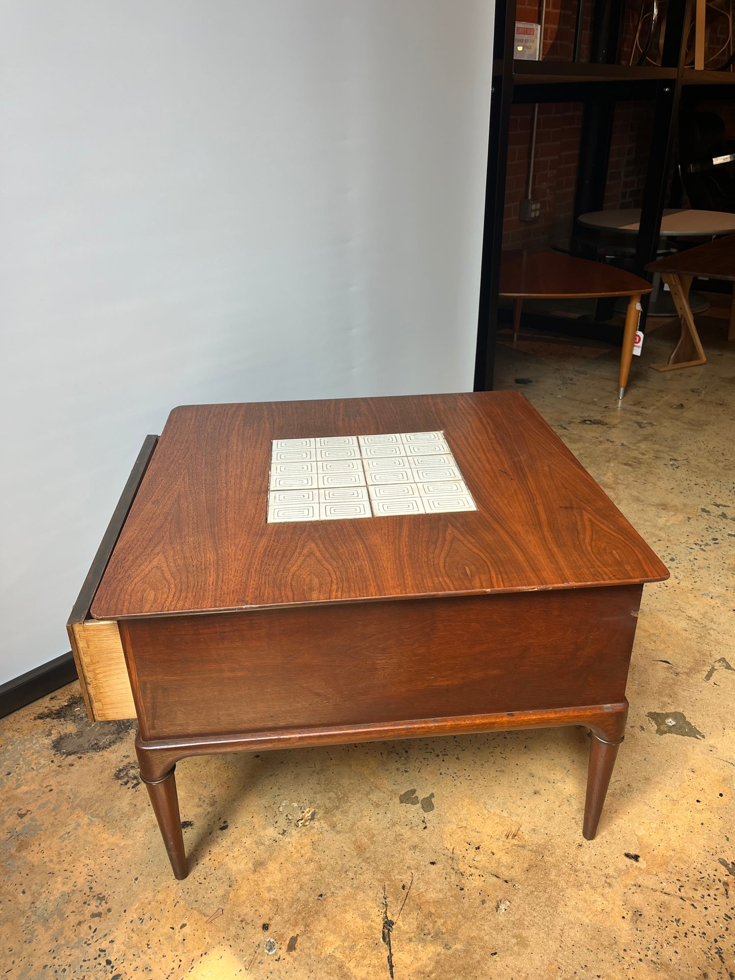 PR OF LANE TILE TOP WALNUT END TABLES