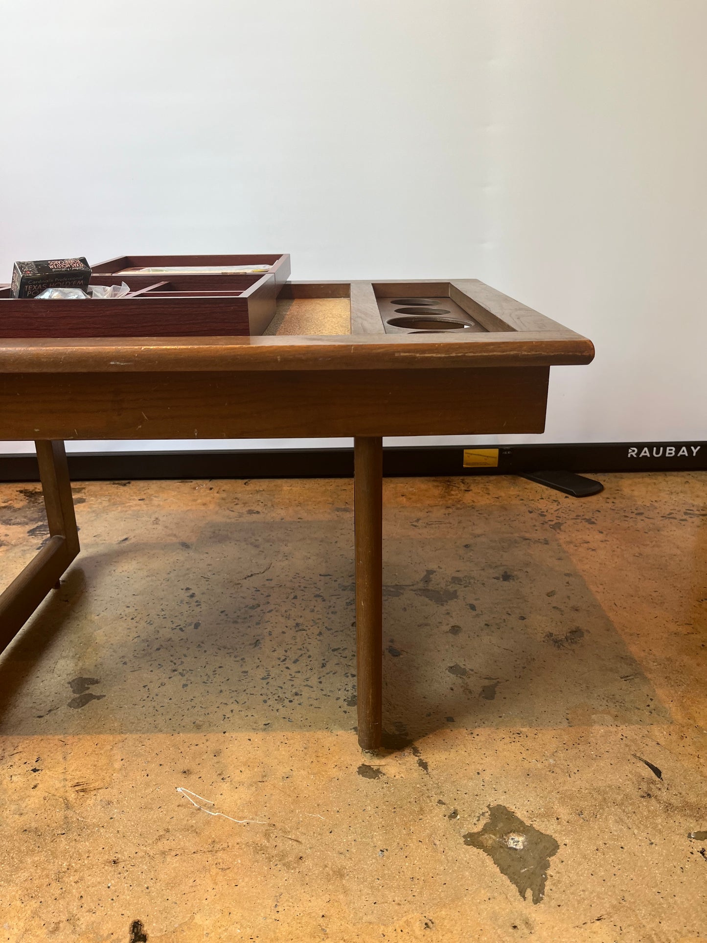 DANISH GAME TABLE W/DRINK HOLDERS