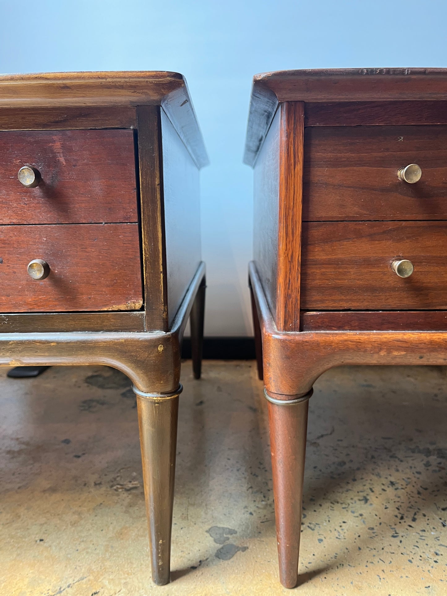 PR OF LANE TILE TOP WALNUT END TABLES