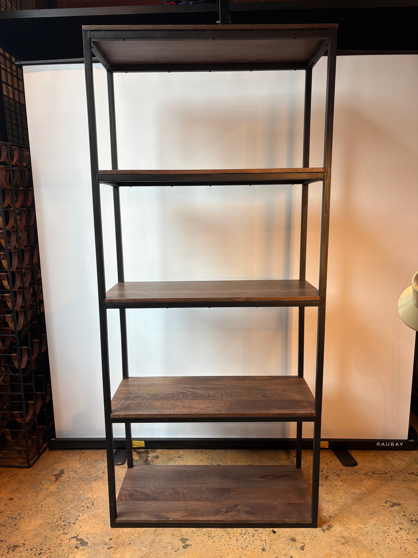 Wood & Metal 5-Tier Bookshelf