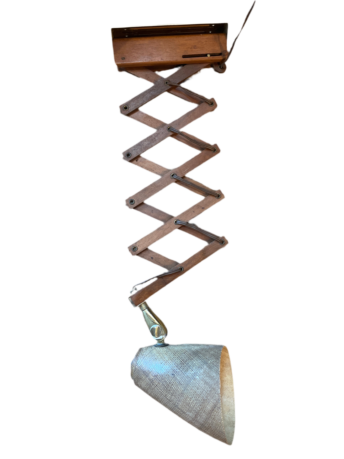 PAIR DANISH TEAK SCISSOR LAMPS