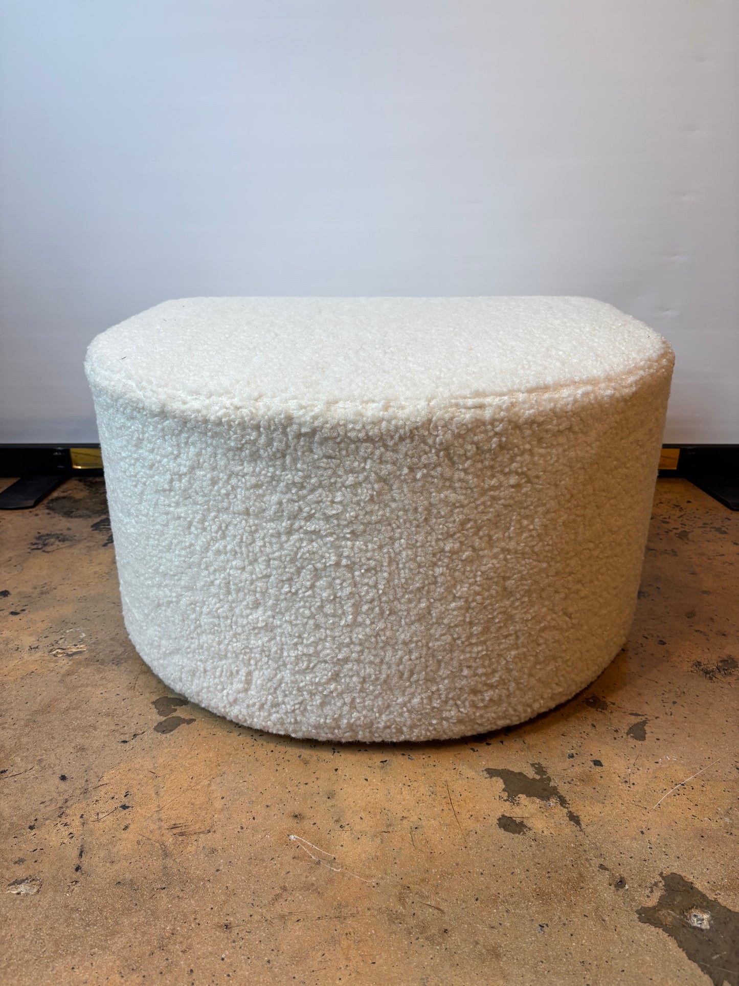 Elk Home Keeler Pouf in White Fabric