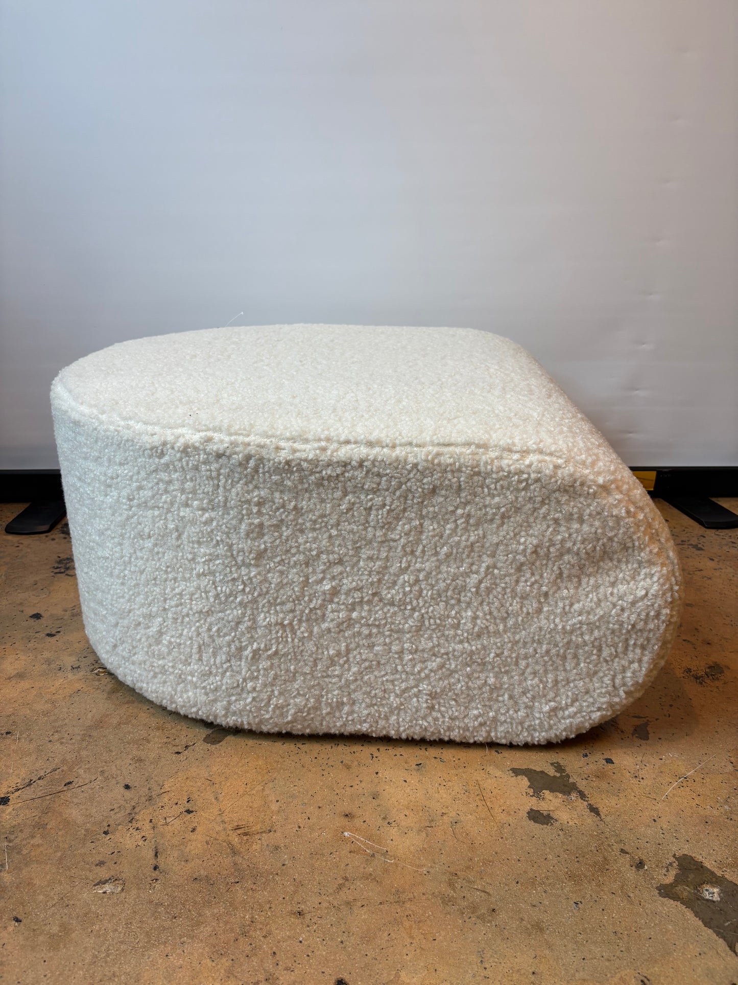 Elk Home Keeler Pouf in White Fabric