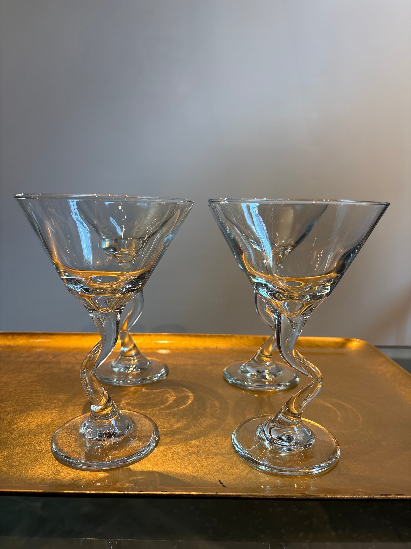 SET OF 4 TWISTED MARTINI GLASSES