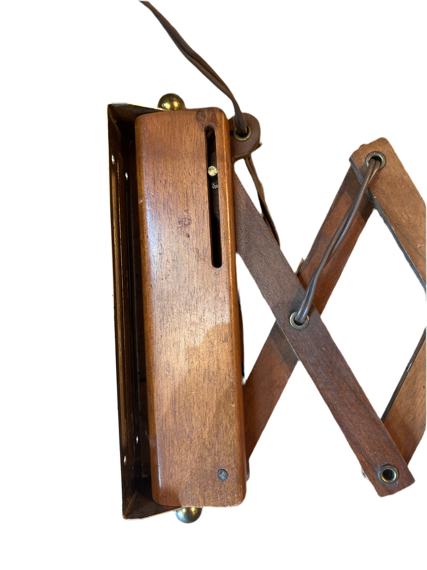 PAIR DANISH TEAK SCISSOR LAMPS