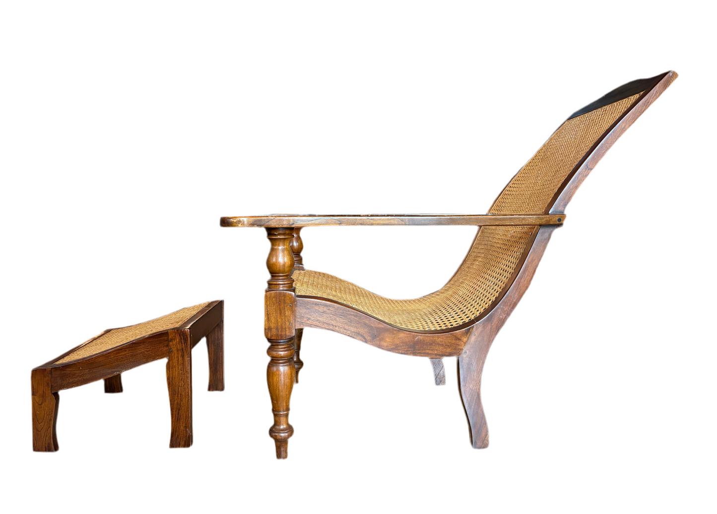 BRITISH COLONIAL CANE LOUNGE CHAIR