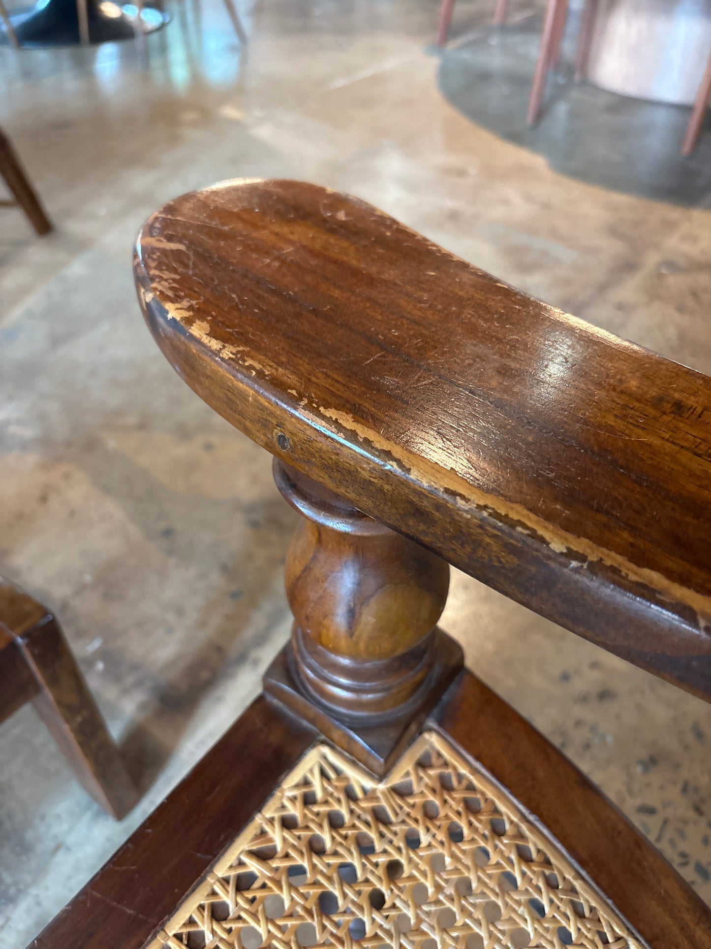 BRITISH COLONIAL CANE LOUNGE CHAIR