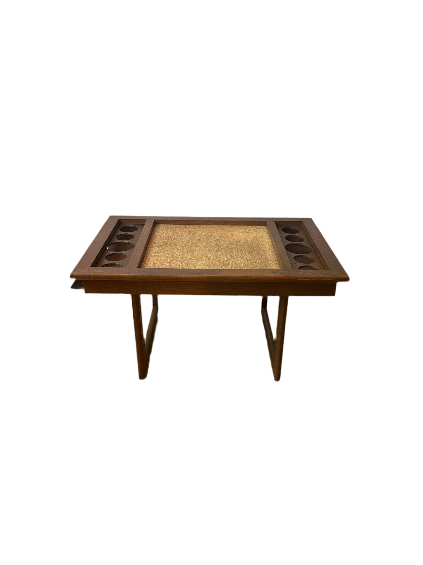 DANISH GAME TABLE W/DRINK HOLDERS