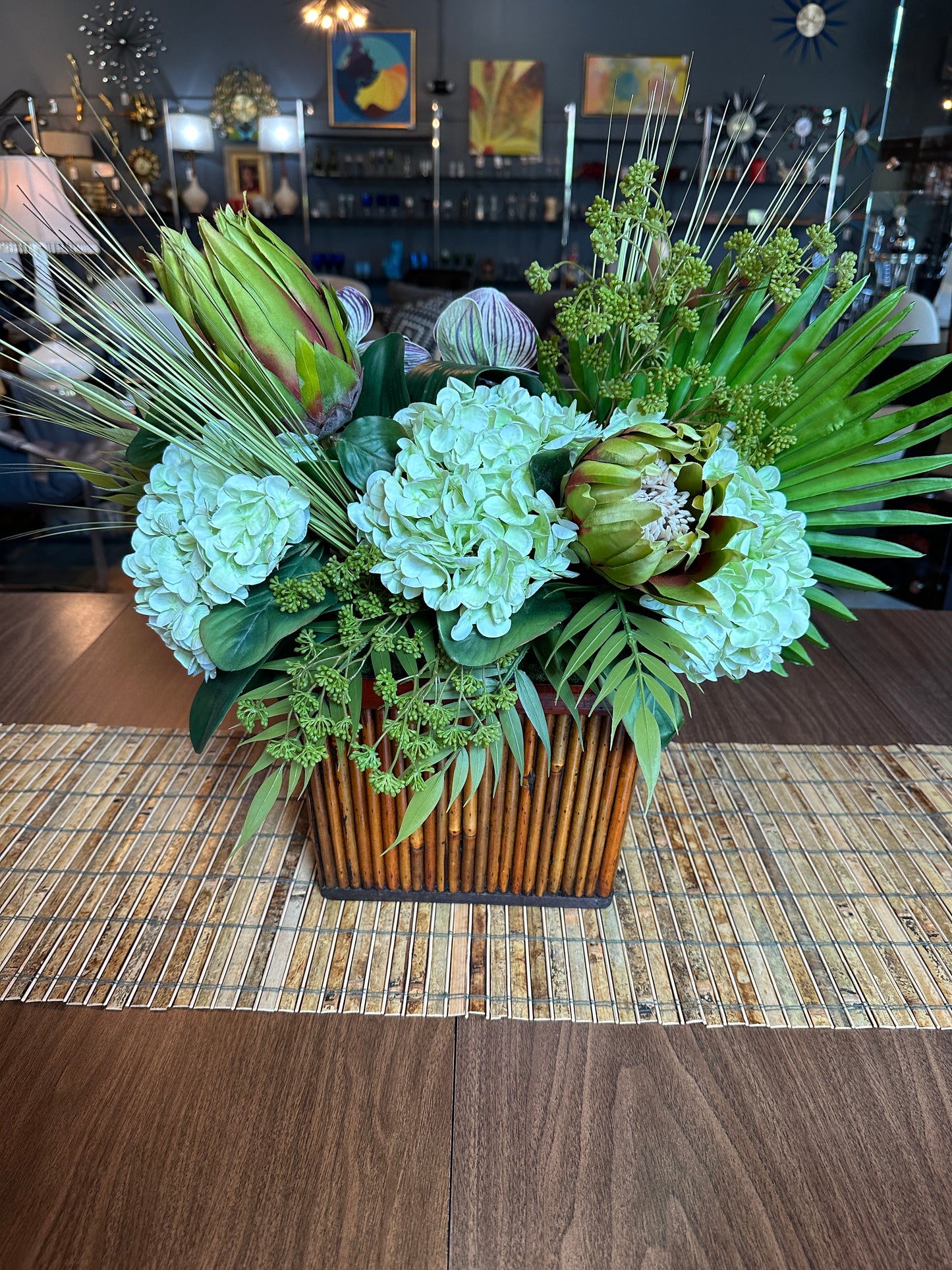 ARRANGEMENT IN BAMBOO PLANTER