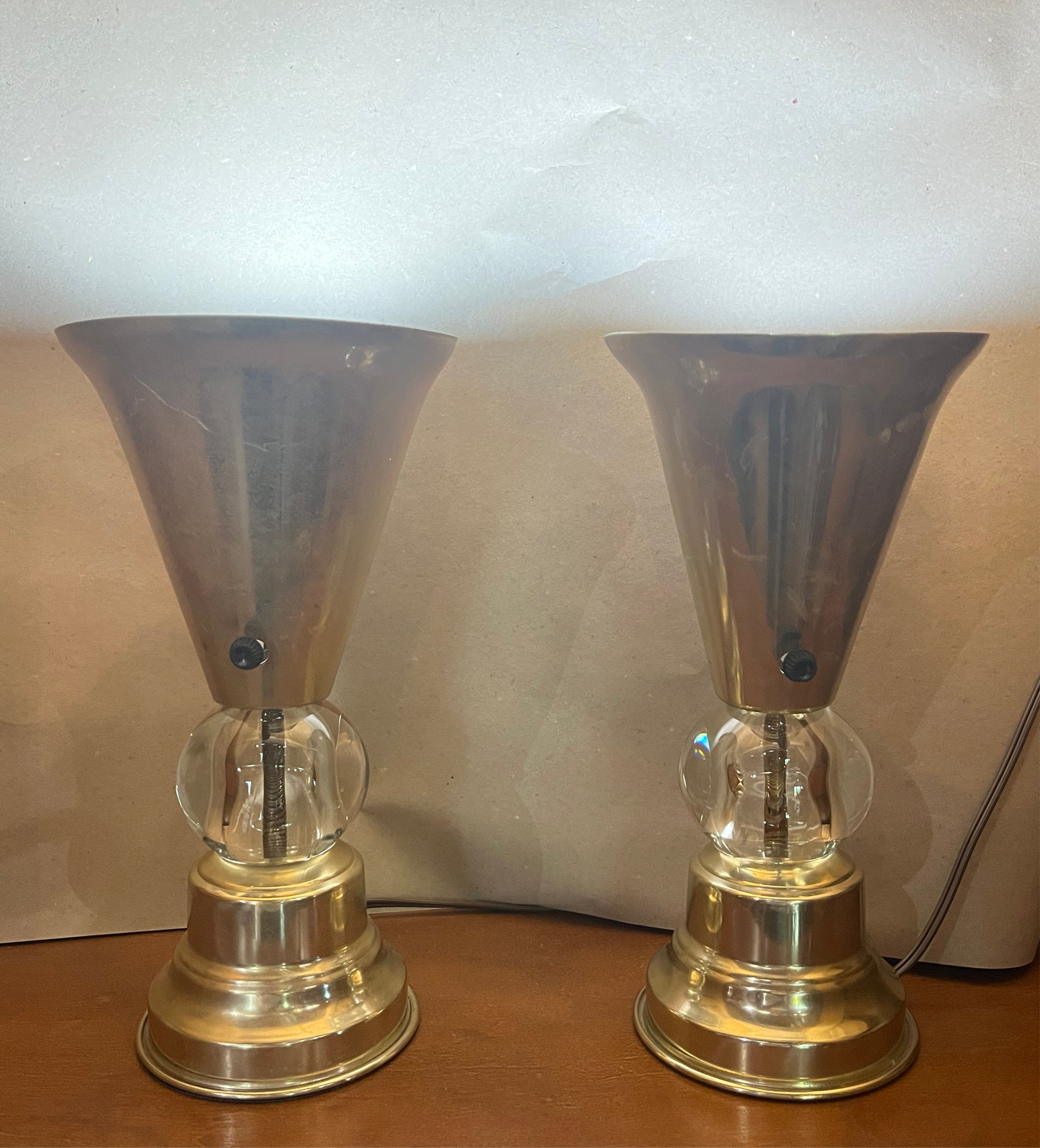 PR MCM ALUMINUM & LUCITE TORCHIERES