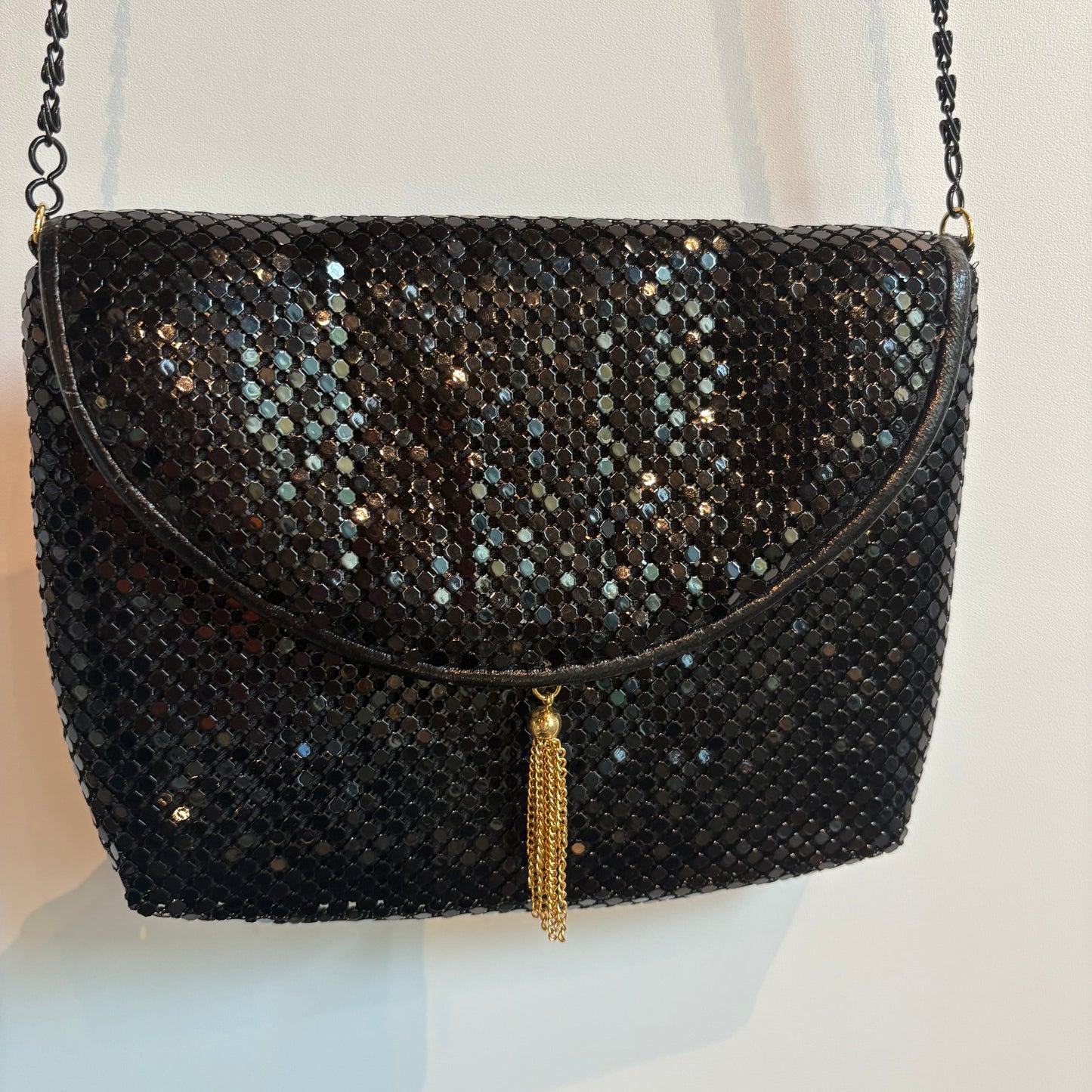 BLACK MESH EVENING BAG