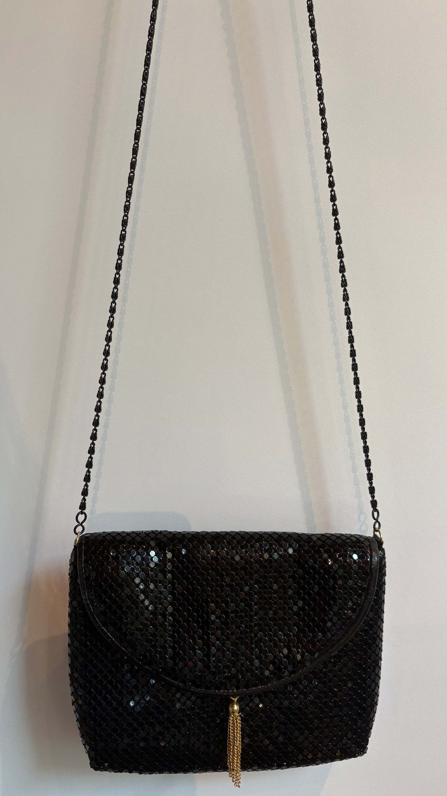 BLACK MESH EVENING BAG