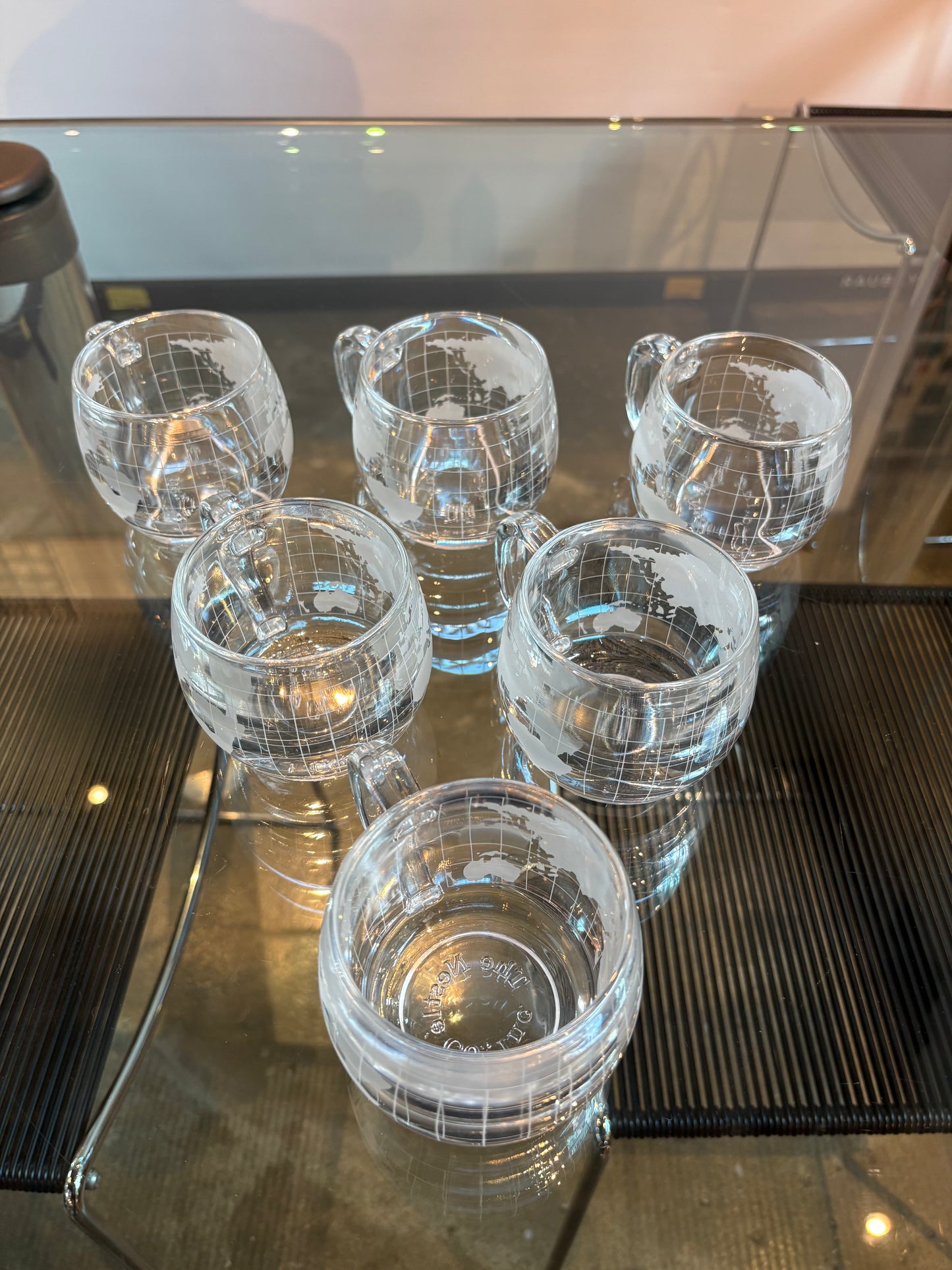 SET OF 6 NESTLE WORLD GLASS MUGS