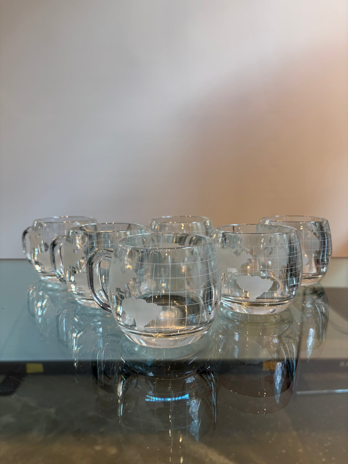 SET OF 6 NESTLE WORLD GLASS MUGS