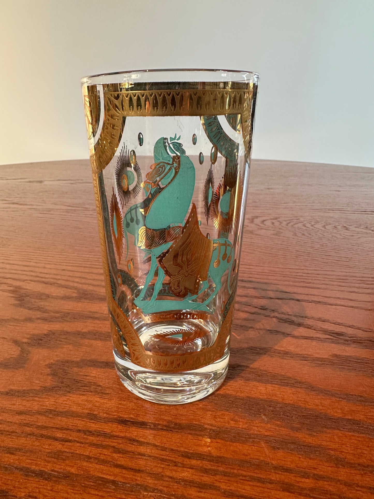 Set of 8 RARE TURQUIOSE 24K HIGHBALLS by FRED PRESS - Barware