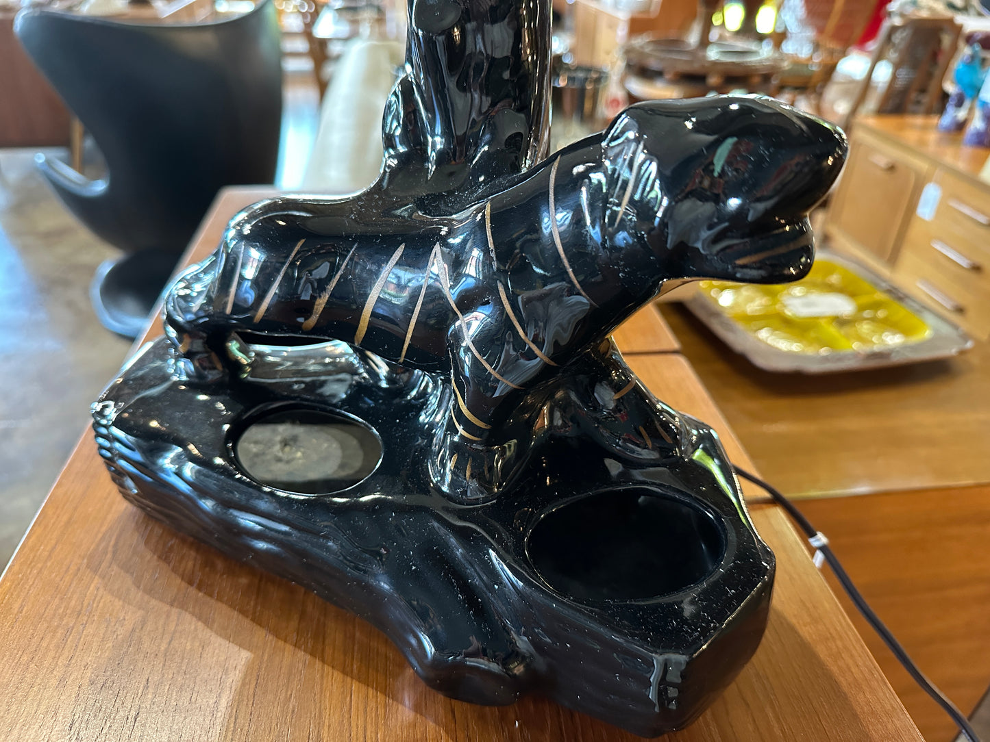 PR of VINTAGE BLACK PANTHER LAMPS - CERAMIC