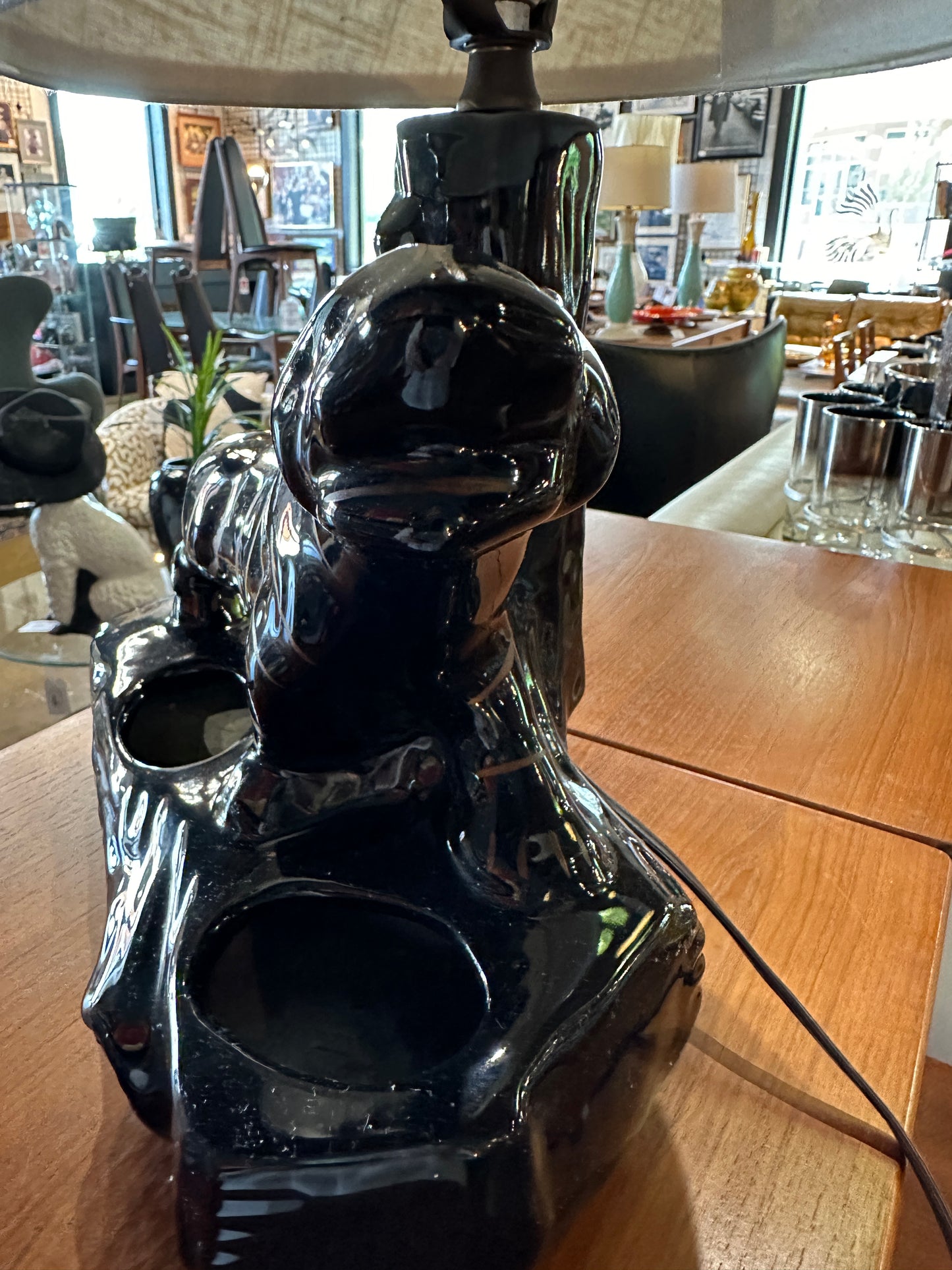 PR of VINTAGE BLACK PANTHER LAMPS - CERAMIC