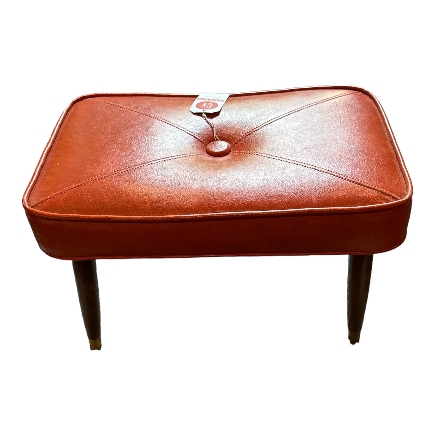 MCM Orange Vinyl Foot Stool