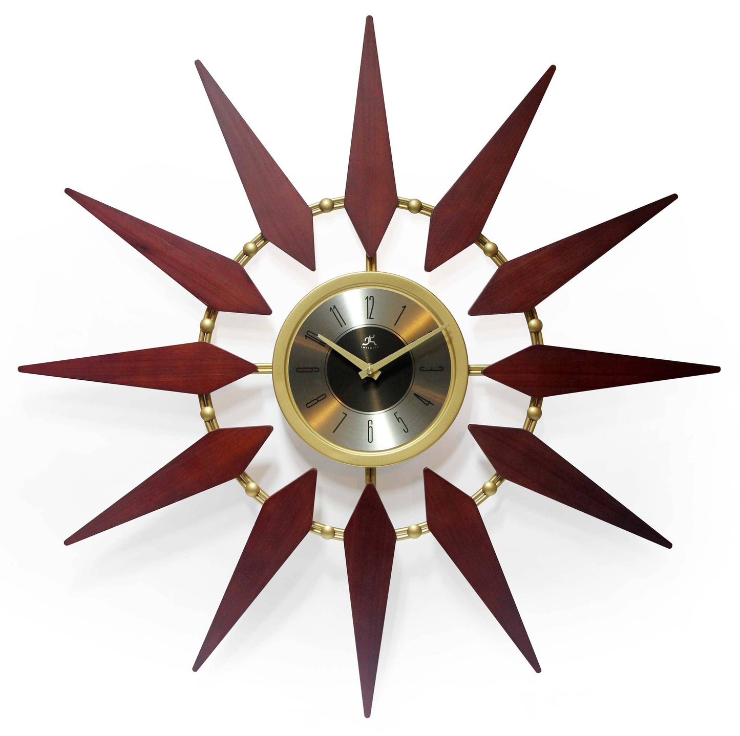Midcentury/Modern Starburst Walnut Wall Clock 30 Inch