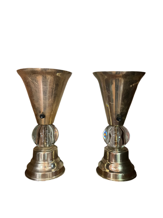PR MCM ALUMINUM & LUCITE TORCHIERES
