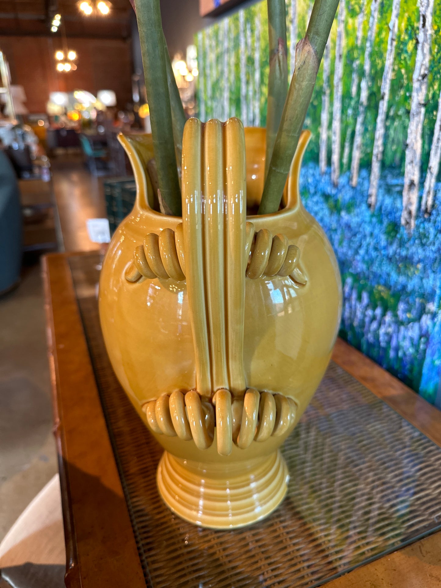 ITALIAN CRAFTED MUSTARD VASE