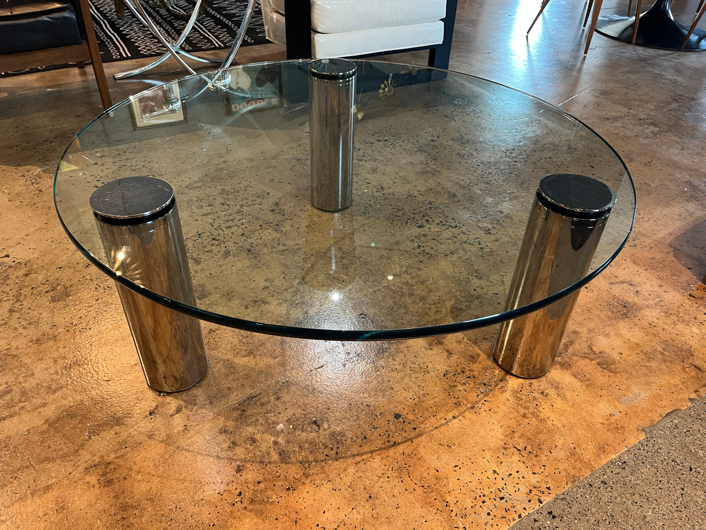 PACE COLLECTION NICKEL & GLASS COFFEE TABLE