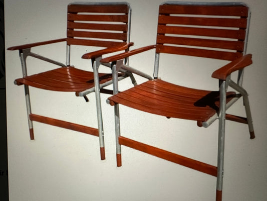 Pair Mid Century Folding Lawn Chairs