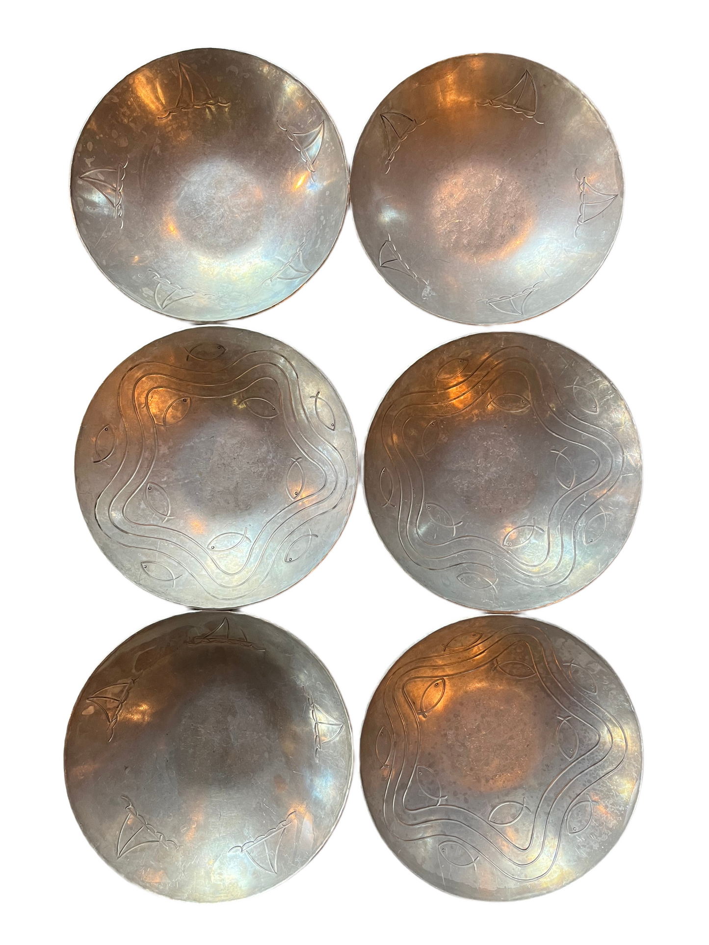 6 HAMMERED ALUMINUM BOWLS