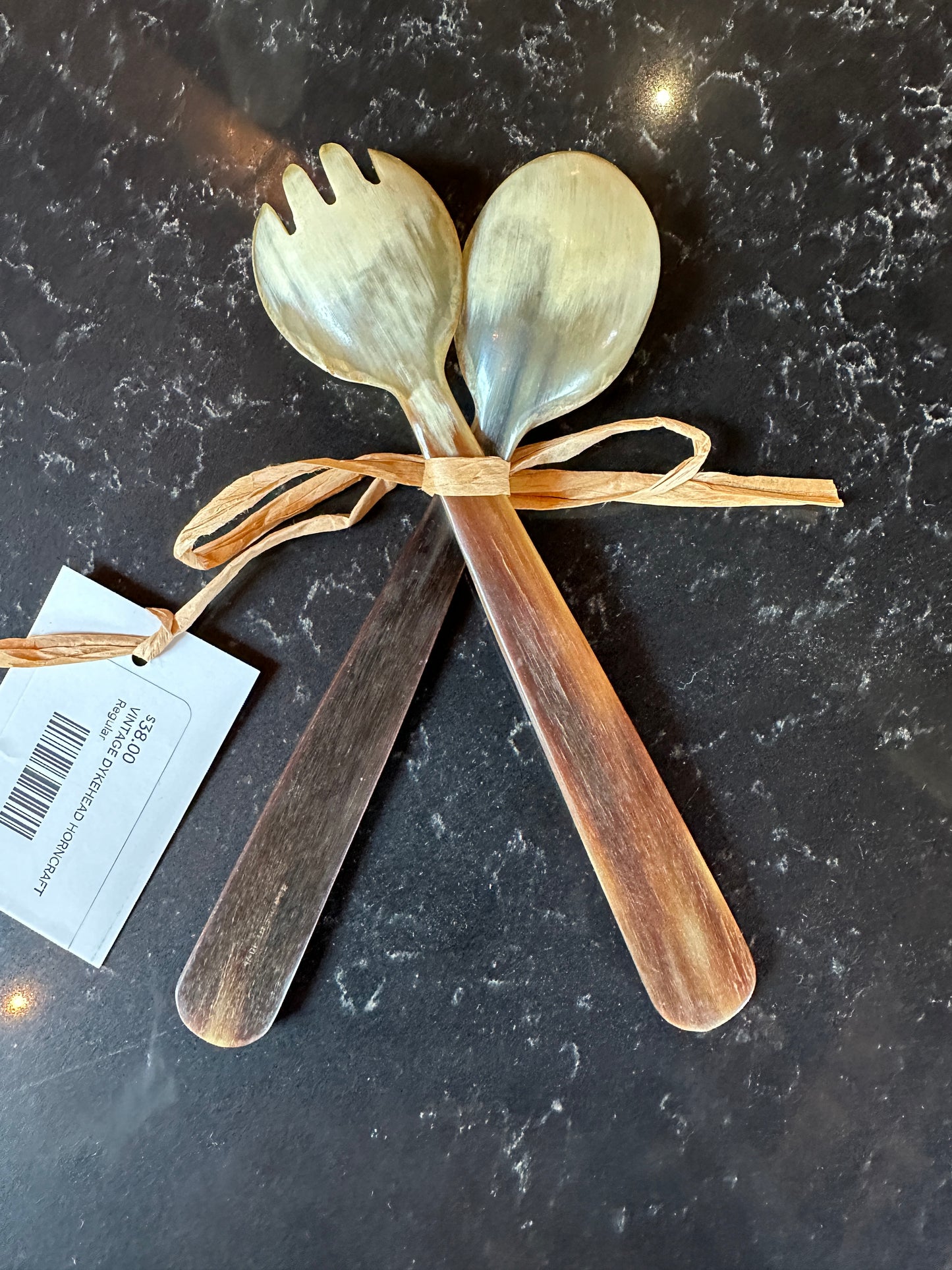 VINTAGE DYKEHEAD HORNCRAFT SERVING SPOON & FORK