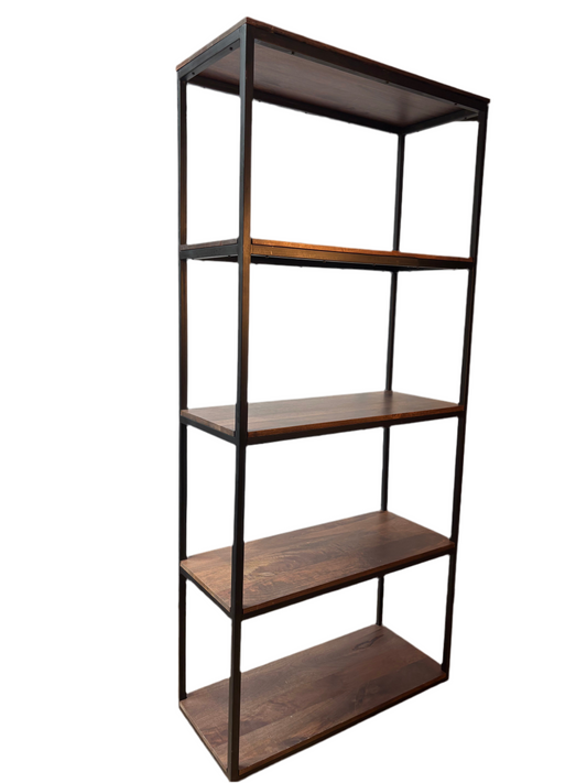 Wood & Metal 5-Tier Bookshelf