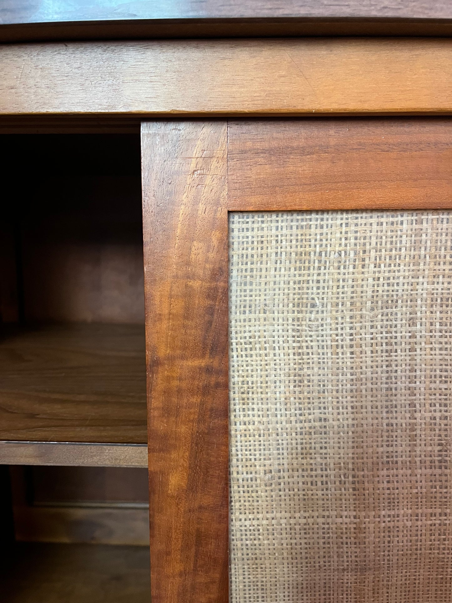 MCM WALNUT CABINET W/SLIDING DOORS
