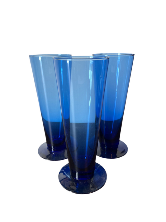 SET OF 3 COBALT PILSNERS