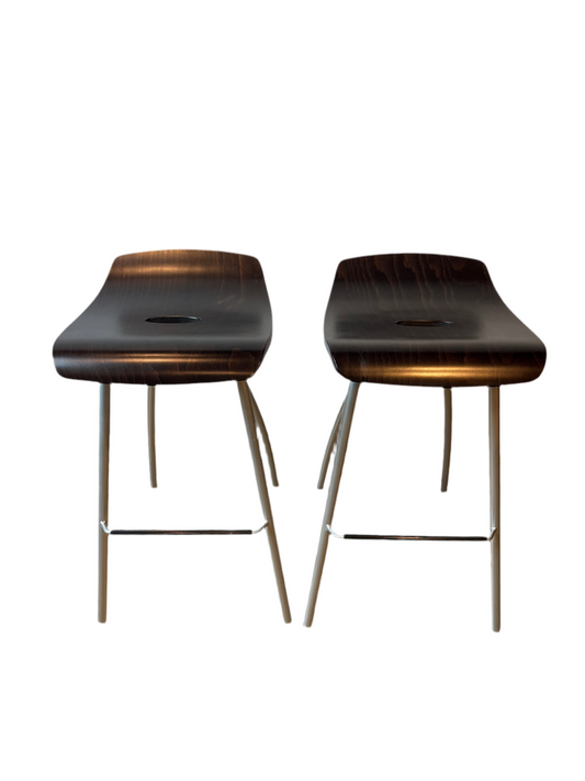 PR OF MODERN WOOD BARSTOOLS