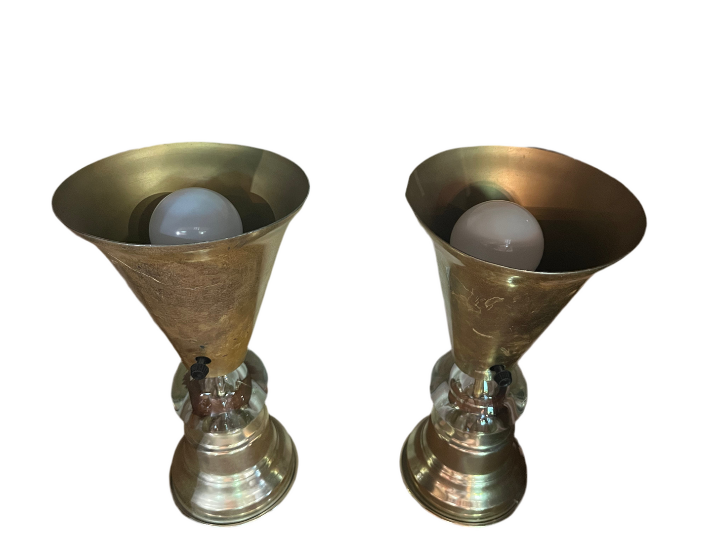 PR MCM ALUMINUM & LUCITE TORCHIERES