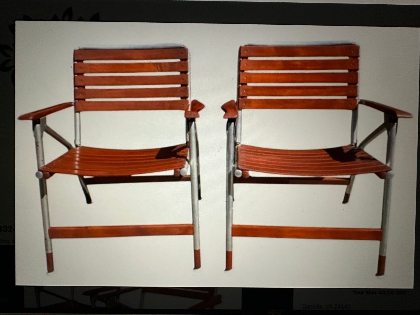 Pair Mid Century Folding Lawn Chairs