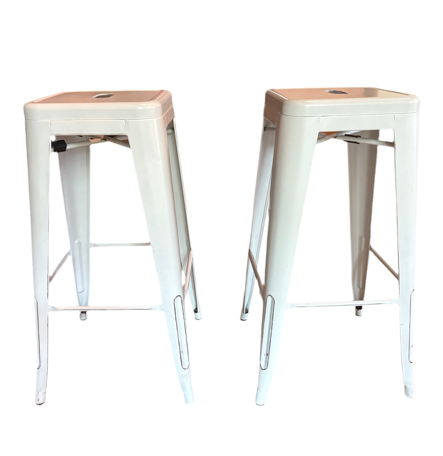 PR OF WHITE METAL 30" BARSTOOLS