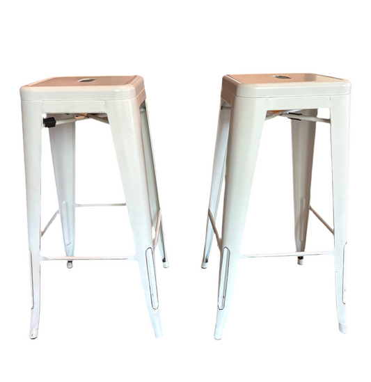 PR OF WHITE METAL 30" BARSTOOLS