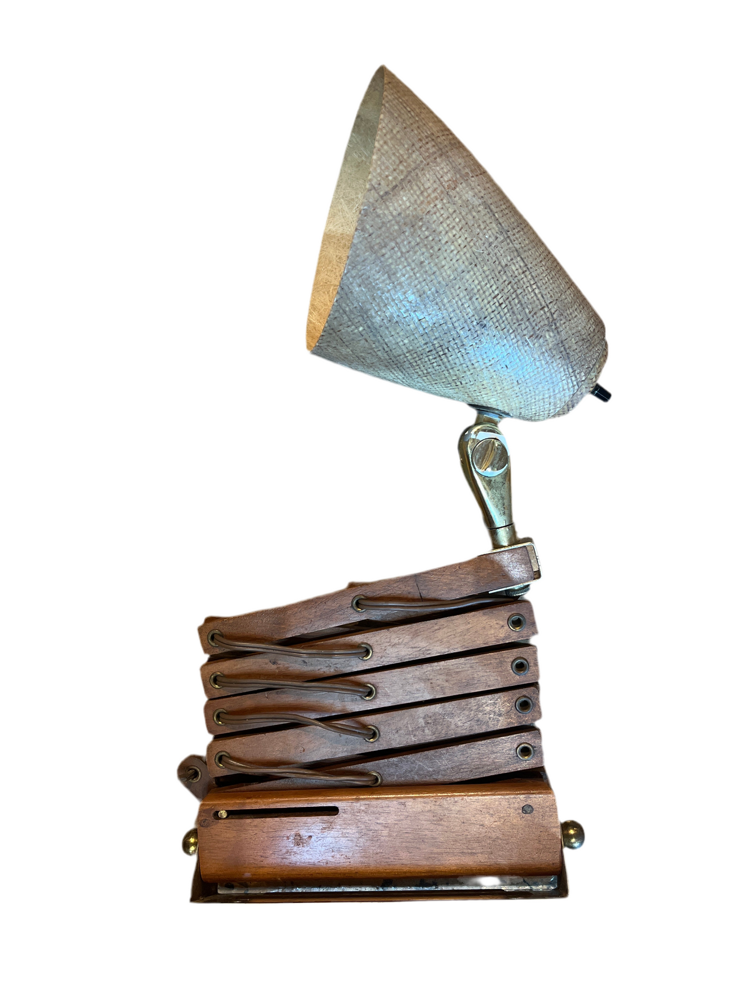 PAIR DANISH TEAK SCISSOR LAMPS