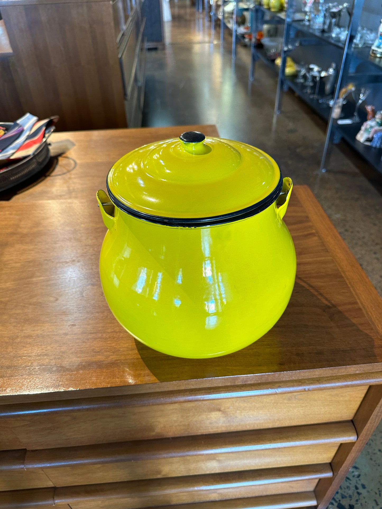 1960s Yellow Japanese Enamelware Pot