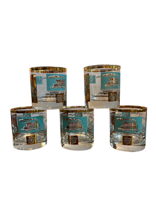 SET OF 5 LIBBY STEAMBOAT GLASSES