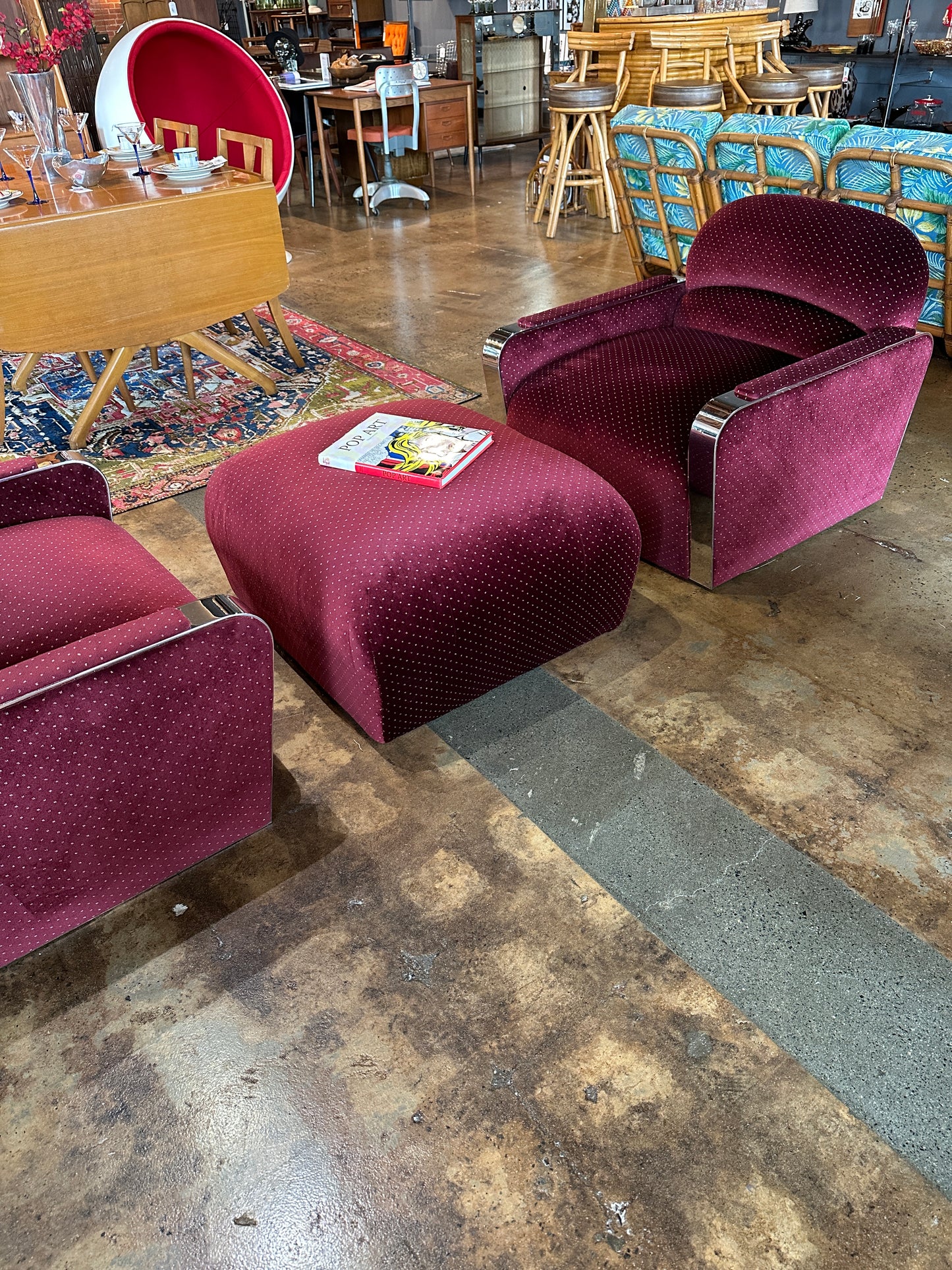 BRUETON HABANA LOUNGE CHAIRS AND OTTOMAN