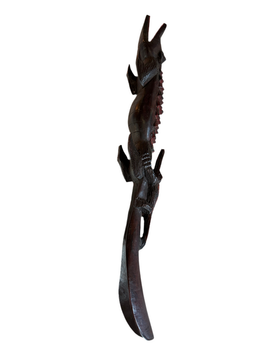 HAND CARVED AFRICAN CROC IN EBONY