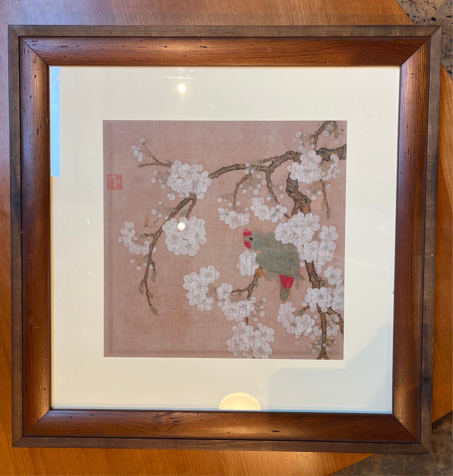 VINTAGE ASIAN CHERRY BLOSSOM PRINT FRAMED