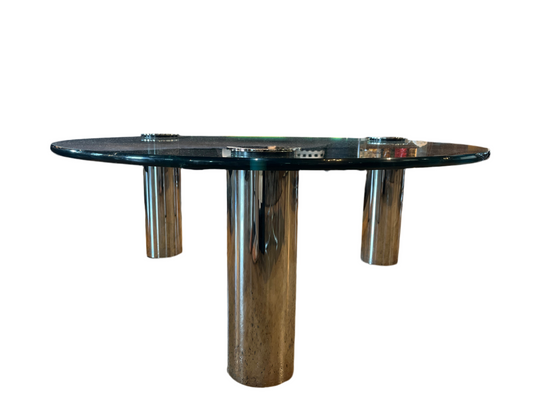 PACE COLLECTION NICKEL & GLASS COFFEE TABLE